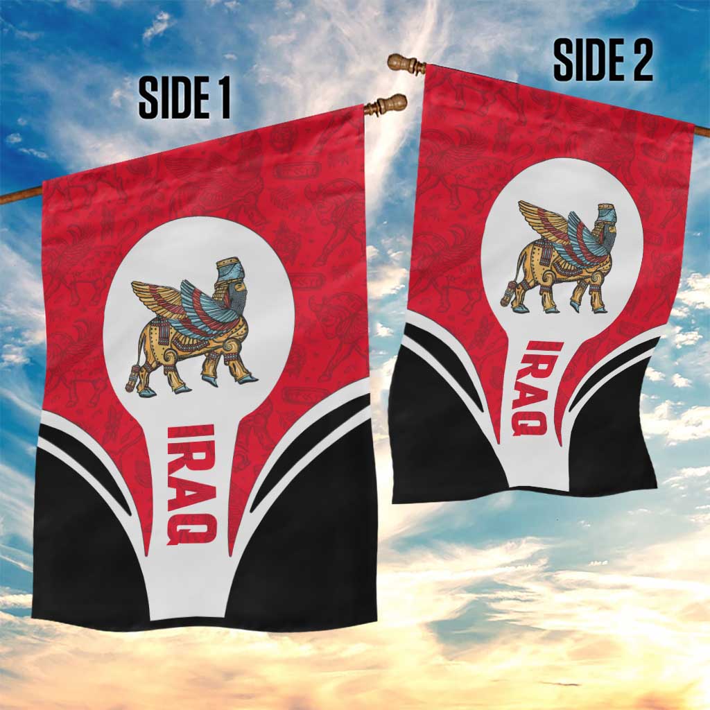 Iraq Garden Flag with Lamassu Mythical Creature and National Map Design - Wonder Print Shop