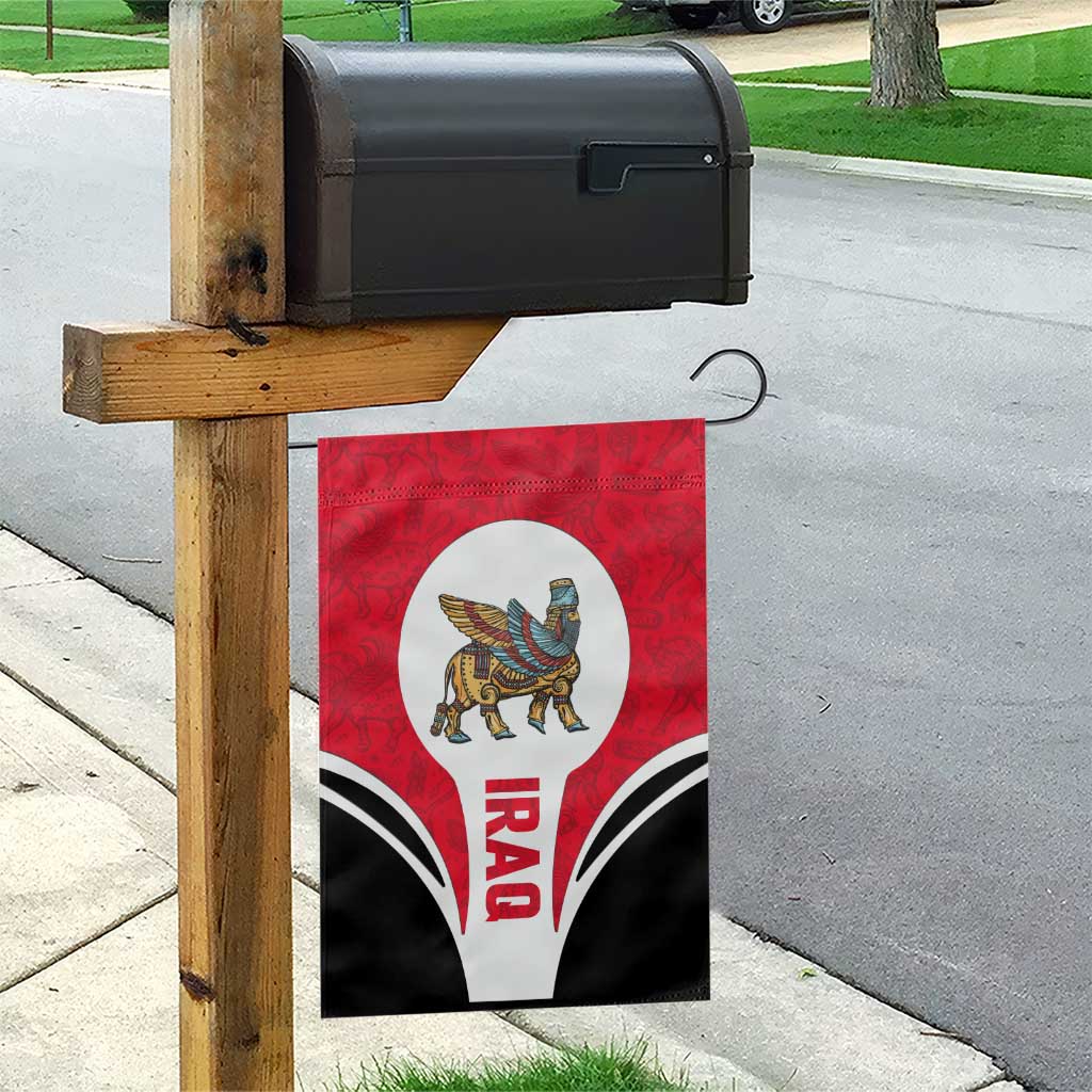 Iraq Garden Flag with Lamassu Mythical Creature and National Map Design - Wonder Print Shop