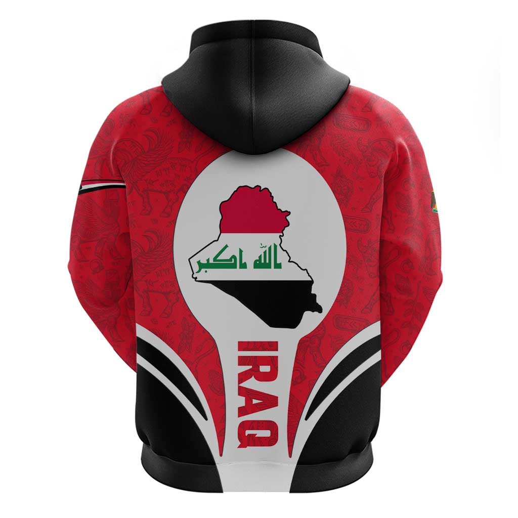 Iraq Hoodie with Lamassu Mythical Creature and National Map Design - Wonder Print Shop