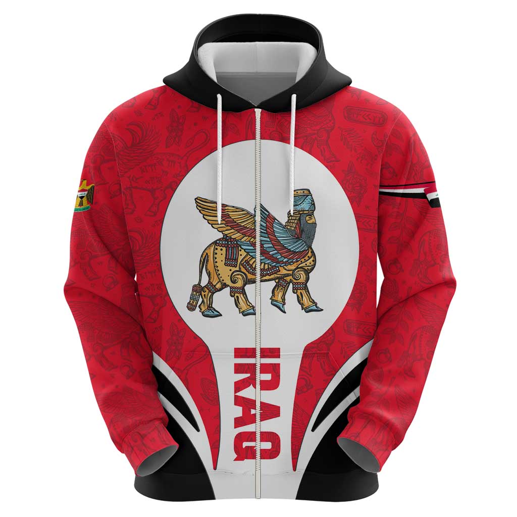 Iraq Hoodie with Lamassu Mythical Creature and National Map Design - Wonder Print Shop