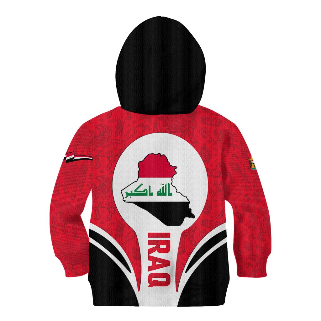 Iraq Kid Hoodie with Lamassu Mythical Creature and National Map Design - Wonder Print Shop