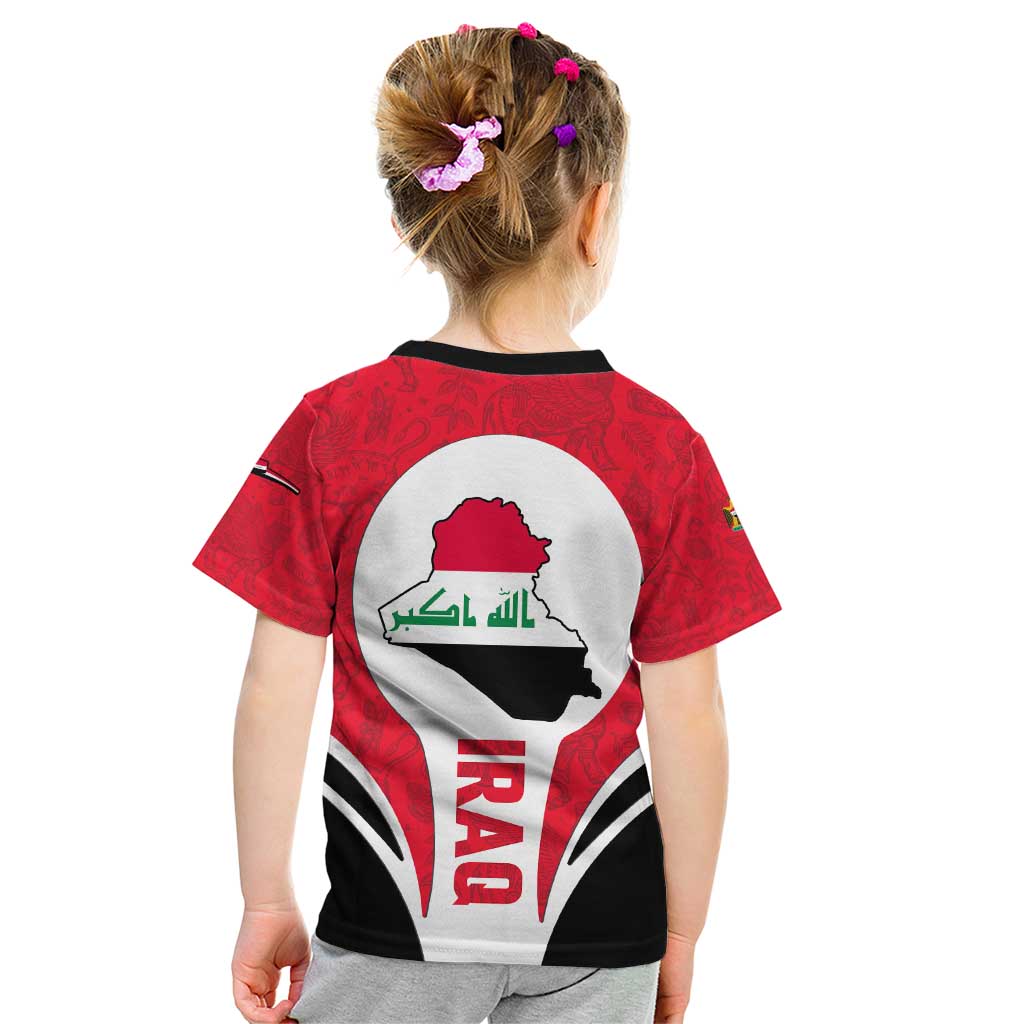 Iraq Kid T Shirt with Lamassu Mythical Creature and National Map Design - Wonder Print Shop