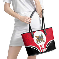 Iraq Leather Tote Bag with Lamassu Mythical Creature and National Map Design - Wonder Print Shop
