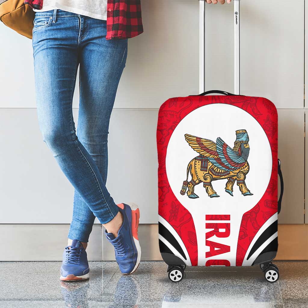 Iraq Luggage Cover with Lamassu Mythical Creature and National Map Design - Wonder Print Shop