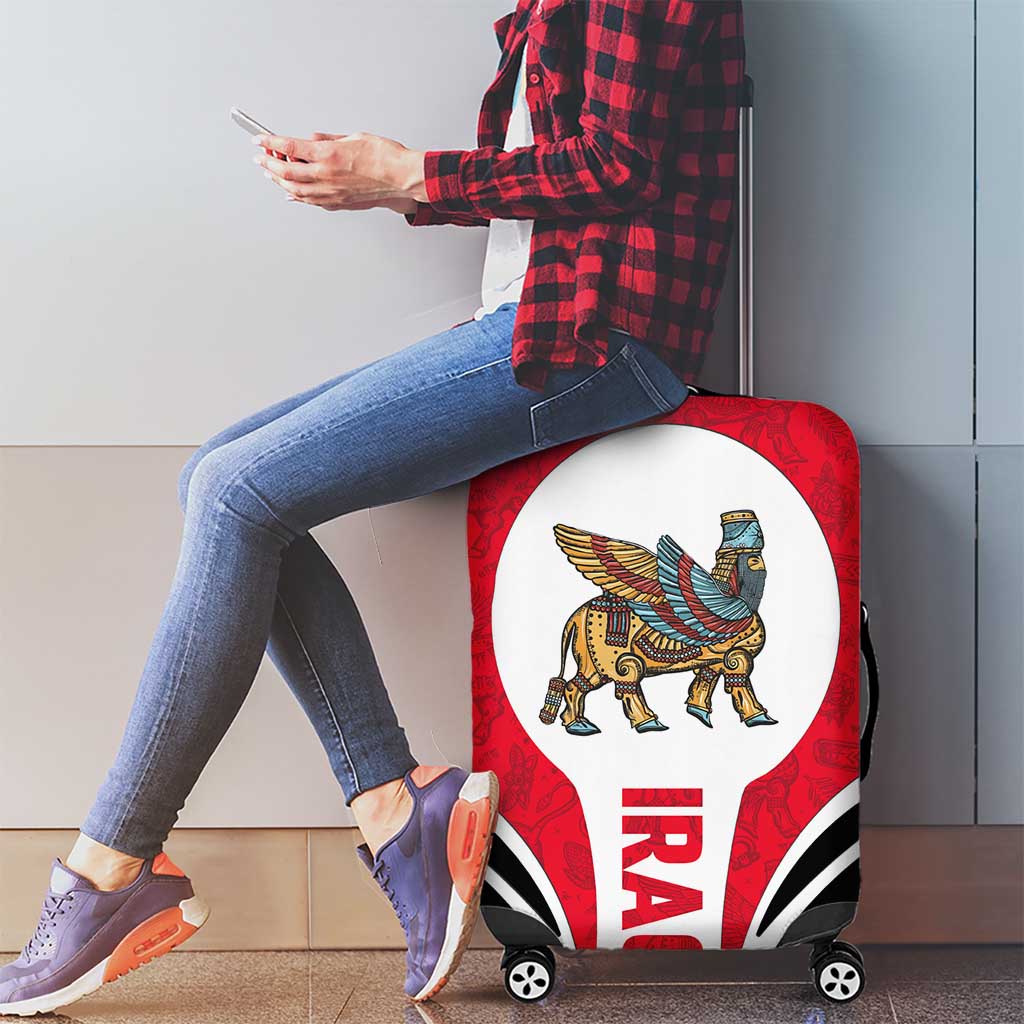 Iraq Luggage Cover with Lamassu Mythical Creature and National Map Design - Wonder Print Shop