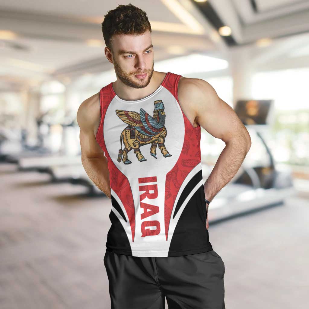 Iraq Men Tank Top with Lamassu Mythical Creature and National Map Design - Wonder Print Shop