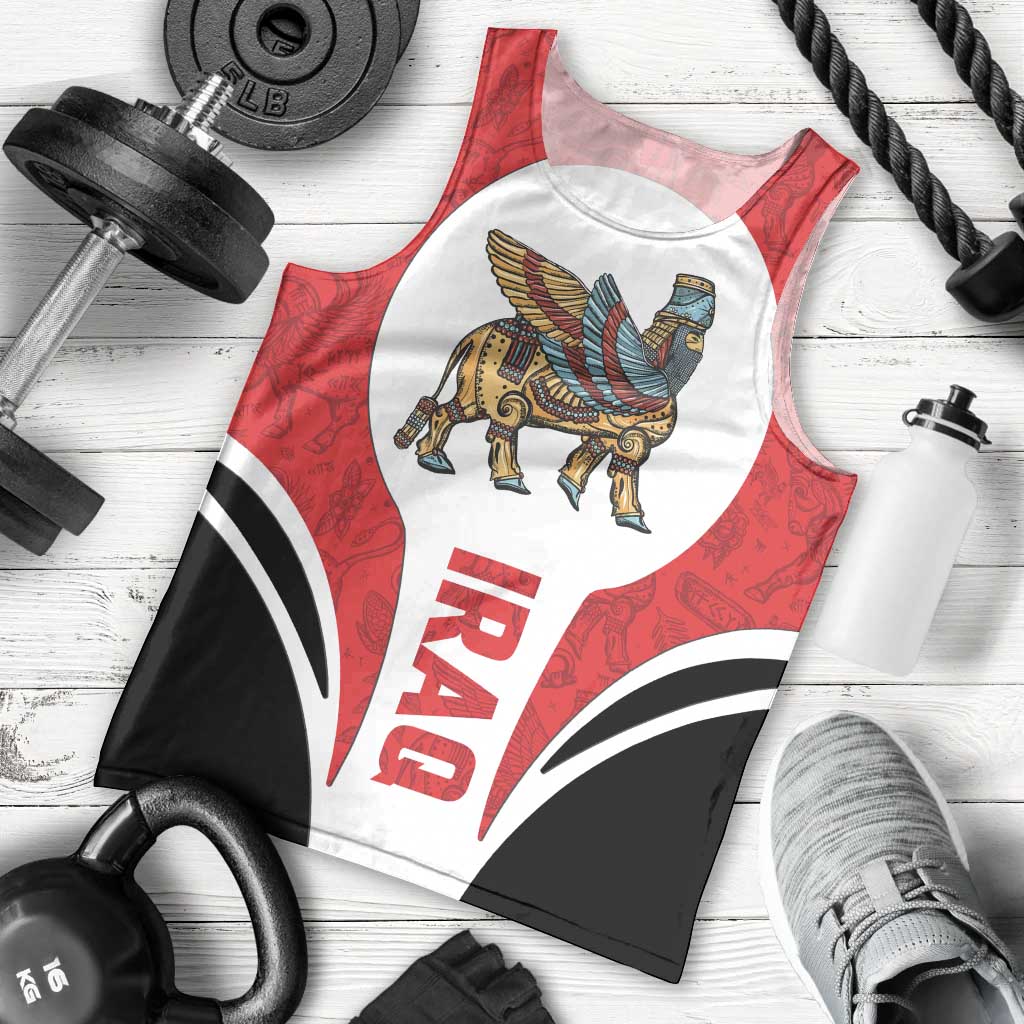 Iraq Men Tank Top with Lamassu Mythical Creature and National Map Design - Wonder Print Shop