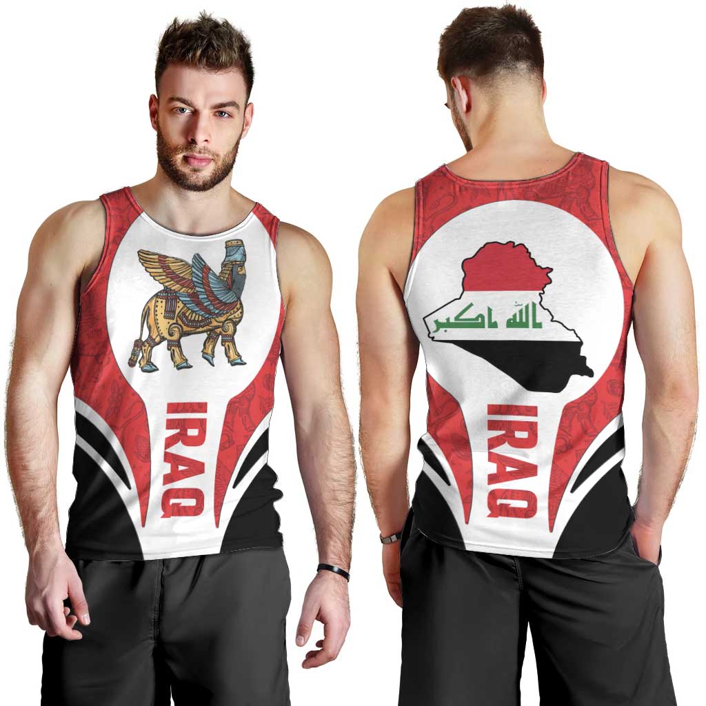 Iraq Men Tank Top with Lamassu Mythical Creature and National Map Design - Wonder Print Shop