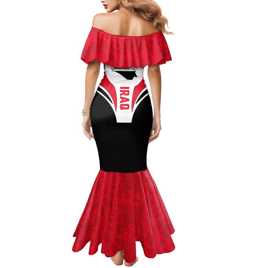 Iraq Mermaid Dress with Lamassu Mythical Creature and National Map Design - Wonder Print Shop