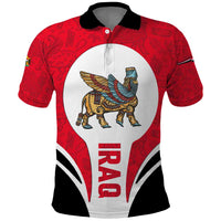 Iraq Polo Shirt with Lamassu Mythical Creature and National Map Design - Wonder Print Shop