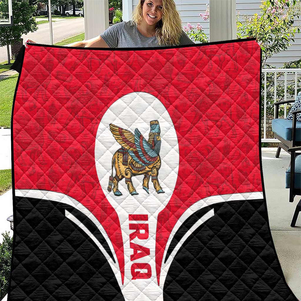 Iraq Quilt with Lamassu Mythical Creature and National Map Design - Wonder Print Shop