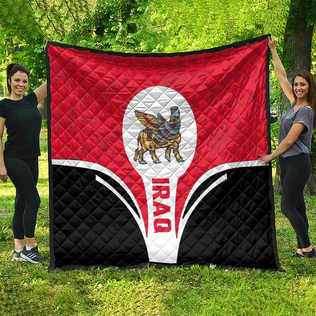 Iraq Quilt with Lamassu Mythical Creature and National Map Design - Wonder Print Shop