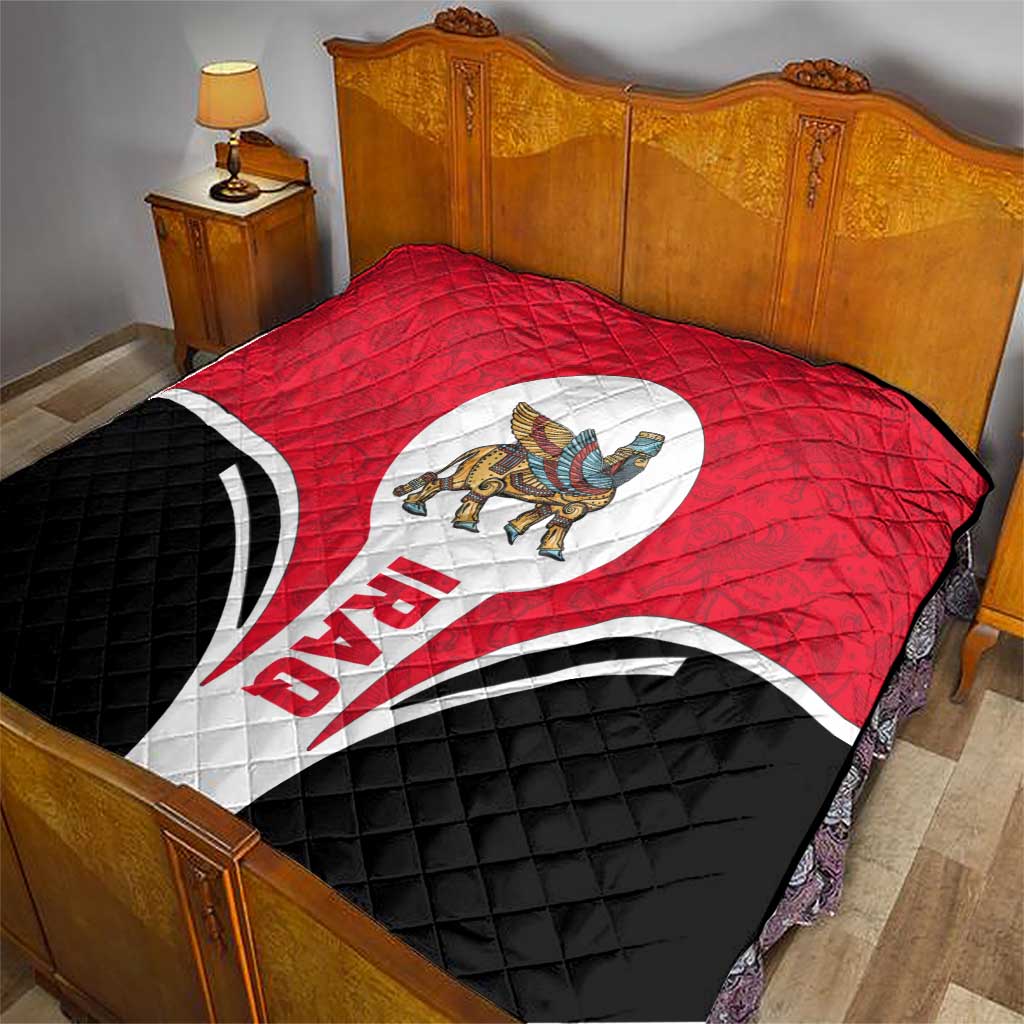 Iraq Quilt with Lamassu Mythical Creature and National Map Design - Wonder Print Shop