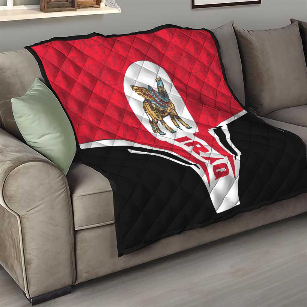 Iraq Quilt with Lamassu Mythical Creature and National Map Design - Wonder Print Shop