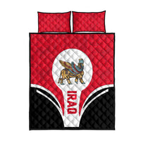 Iraq Quilt Bed Set with Lamassu Mythical Creature and National Map Design - Wonder Print Shop