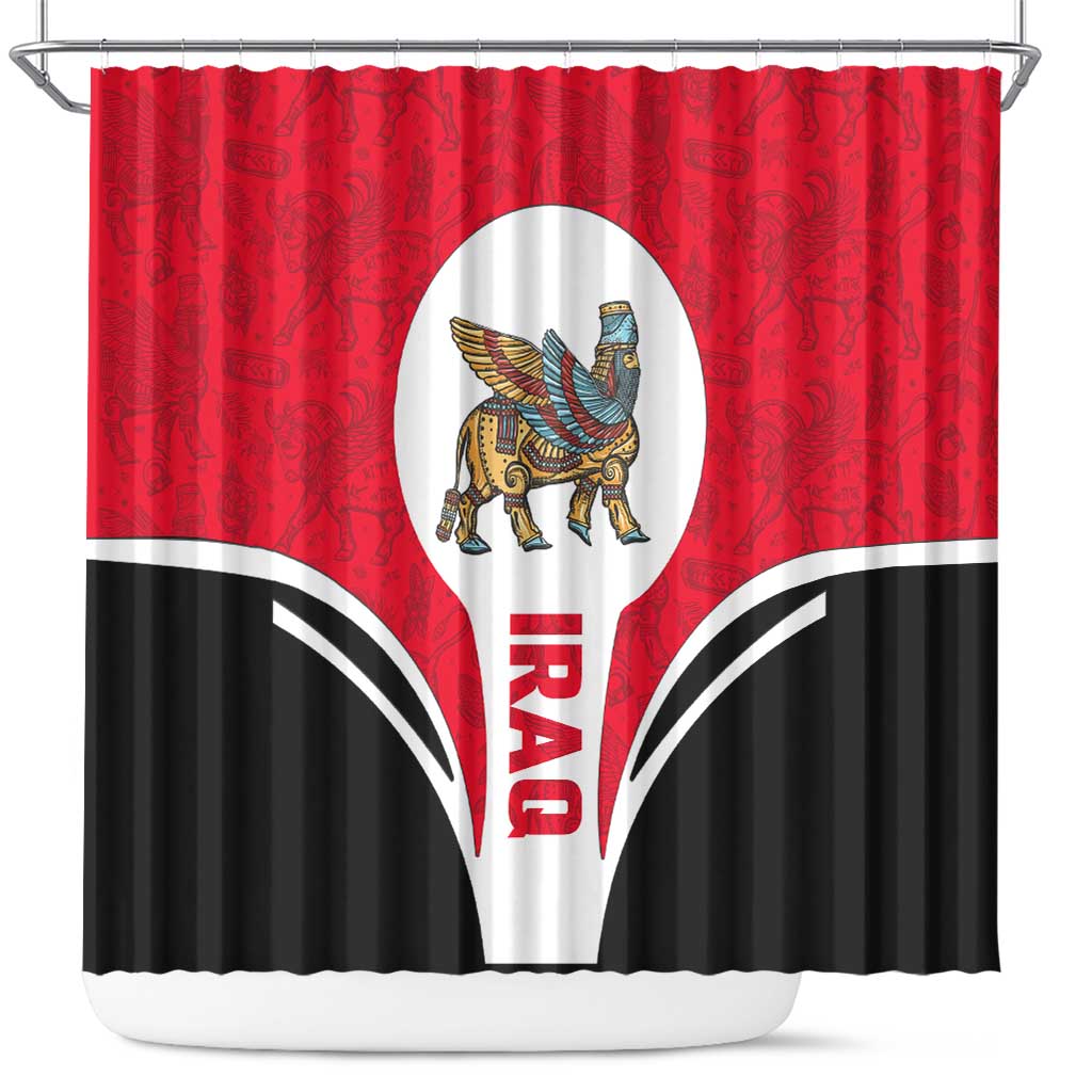Iraq Shower Curtain with Lamassu Mythical Creature and National Map Design - Wonder Print Shop