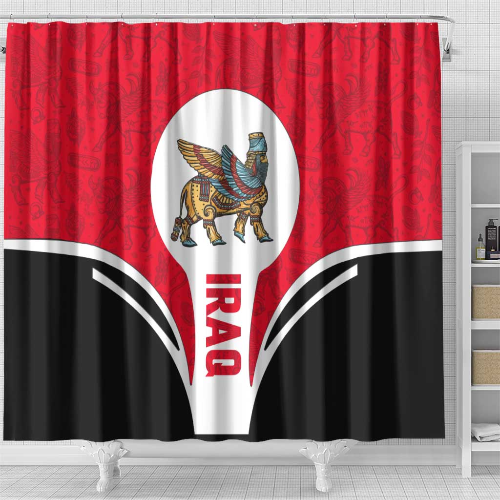 Iraq Shower Curtain with Lamassu Mythical Creature and National Map Design - Wonder Print Shop