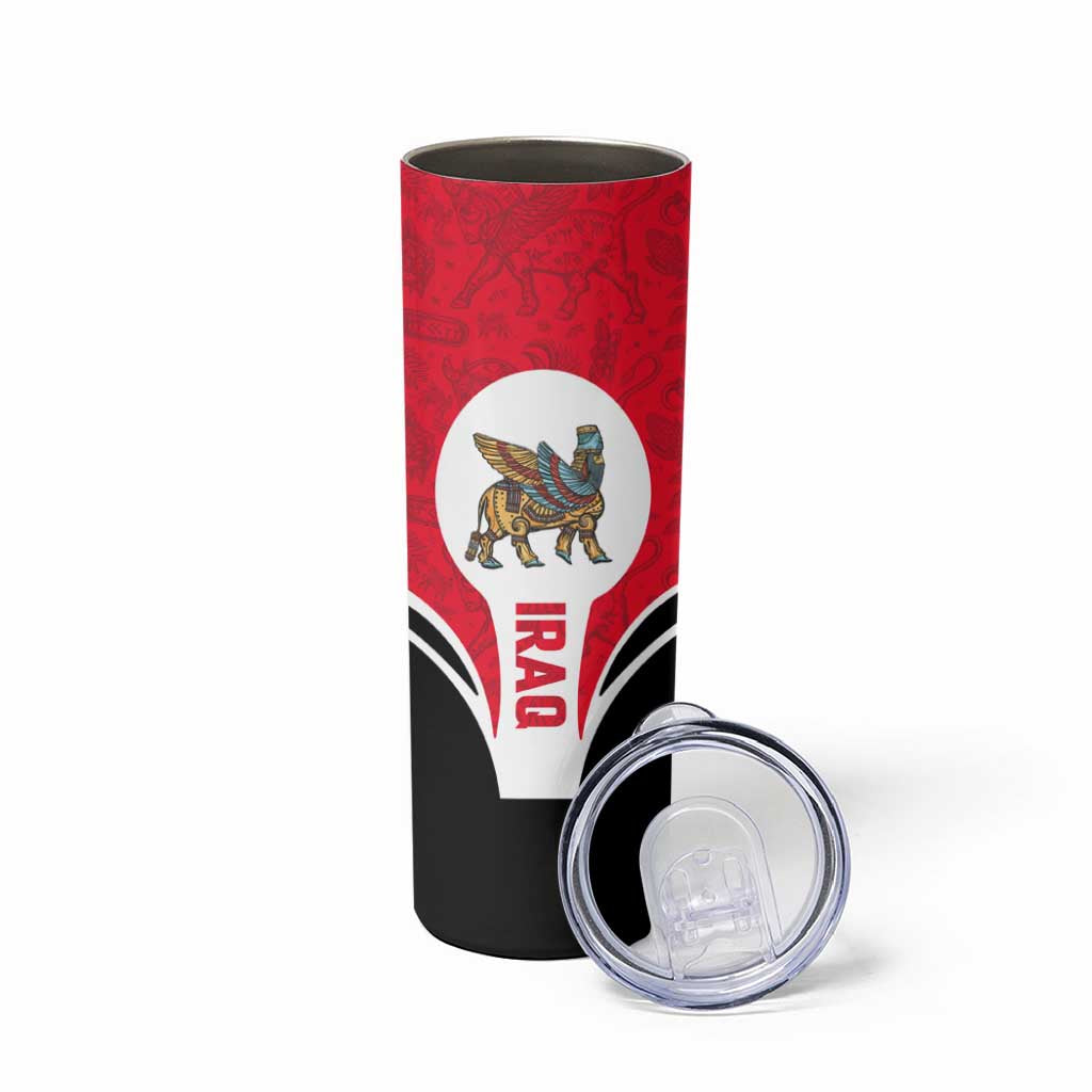 Iraq Skinny Tumbler with Lamassu Mythical Creature and National Map Design - Wonder Print Shop