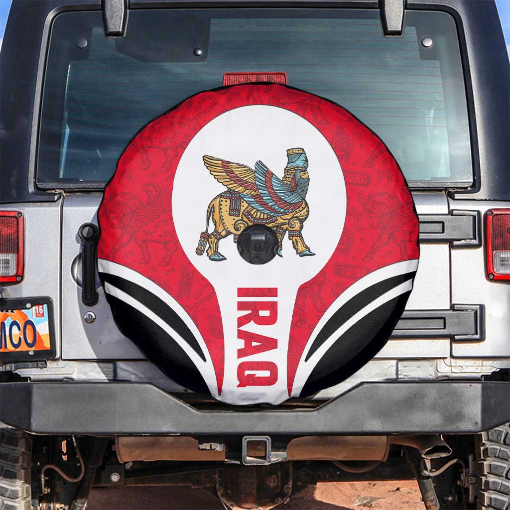 Iraq Spare Tire Cover with Lamassu Mythical Creature and National Map Design - Wonder Print Shop