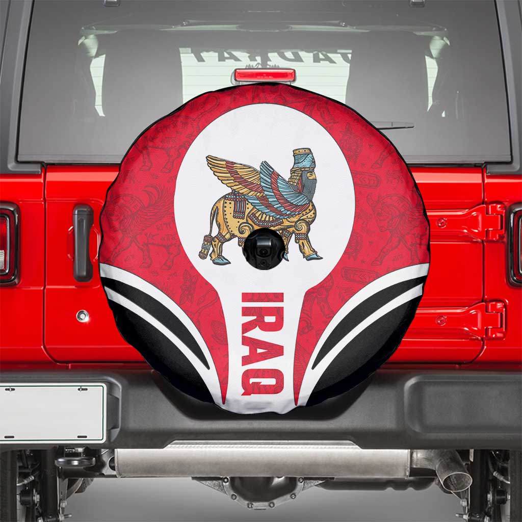Iraq Spare Tire Cover with Lamassu Mythical Creature and National Map Design - Wonder Print Shop