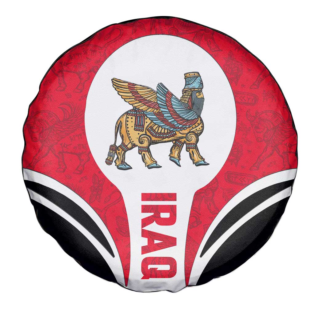 Iraq Spare Tire Cover with Lamassu Mythical Creature and National Map Design - Wonder Print Shop