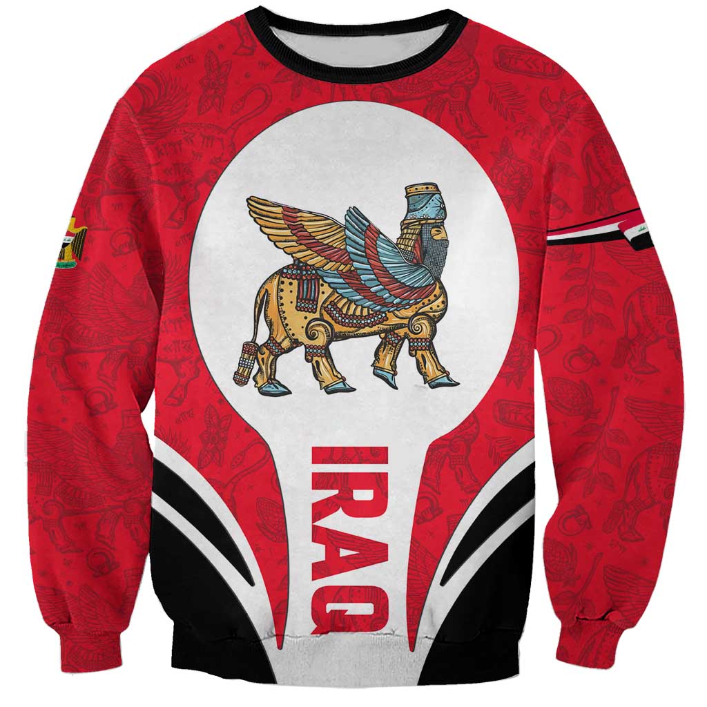 Iraq Sweatshirt with Lamassu Mythical Creature and National Map Design - Wonder Print Shop