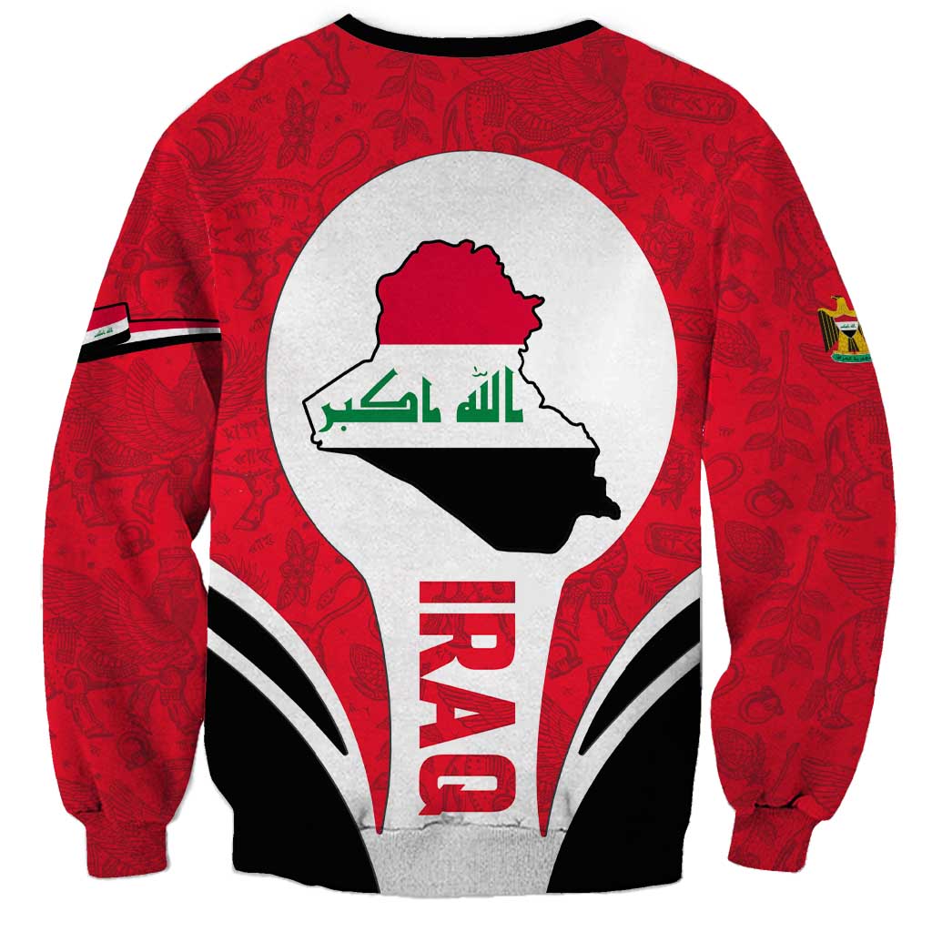Iraq Sweatshirt with Lamassu Mythical Creature and National Map Design - Wonder Print Shop