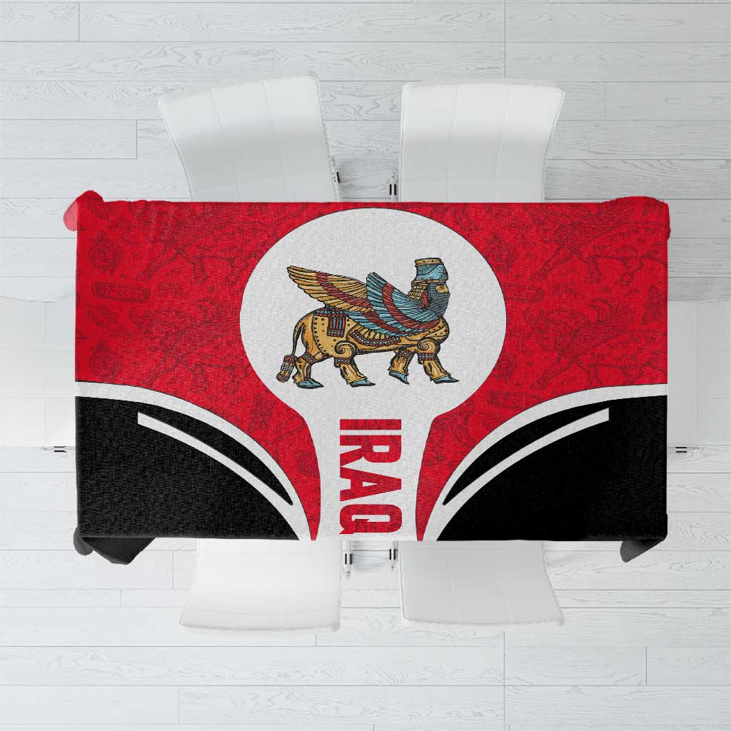 Iraq Tablecloth with Lamassu Mythical Creature and National Map Design - Wonder Print Shop