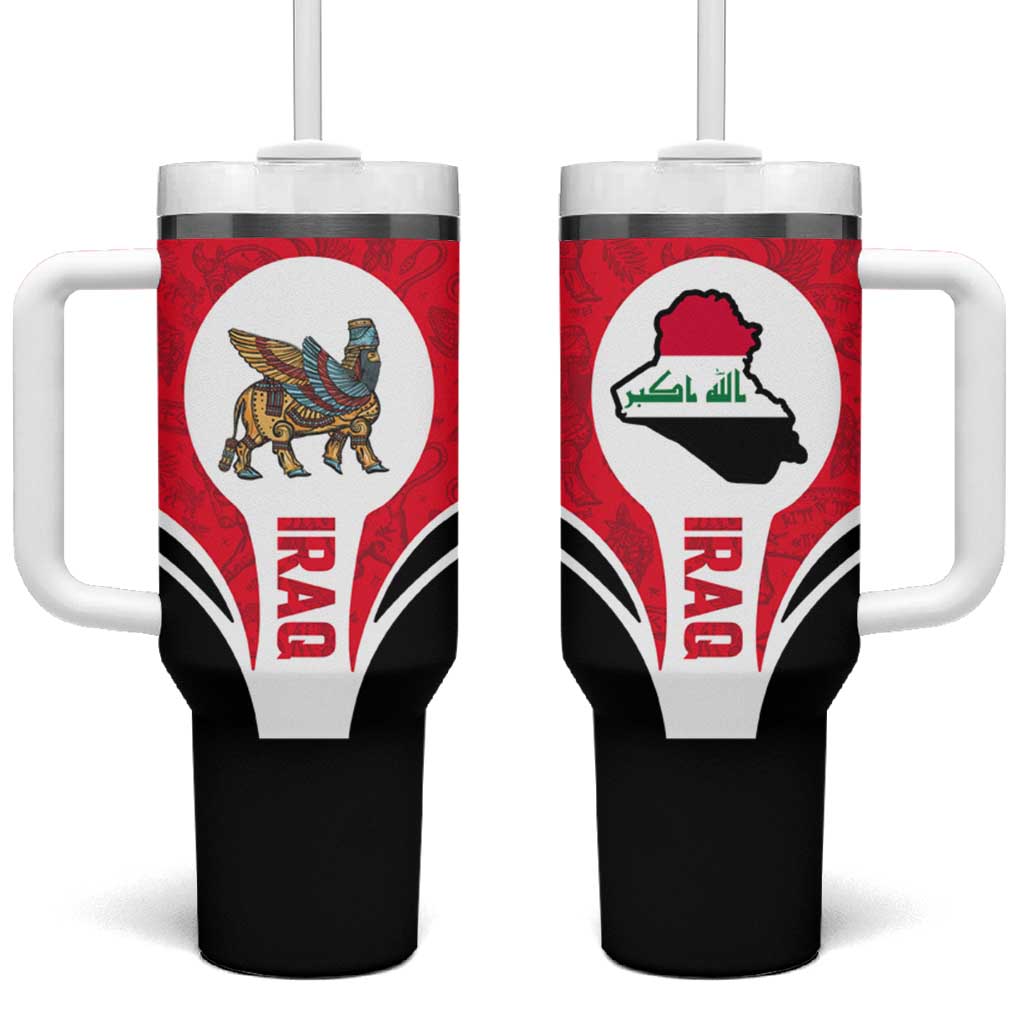Iraq Tumbler With Handle with Lamassu Mythical Creature and National Map Design - Wonder Print Shop