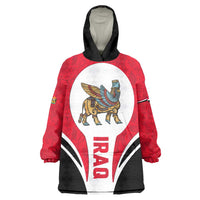 Iraq Wearable Blanket Hoodie with Lamassu Mythical Creature and National Map Design - Wonder Print Shop