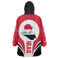 Iraq Wearable Blanket Hoodie with Lamassu Mythical Creature and National Map Design - Wonder Print Shop