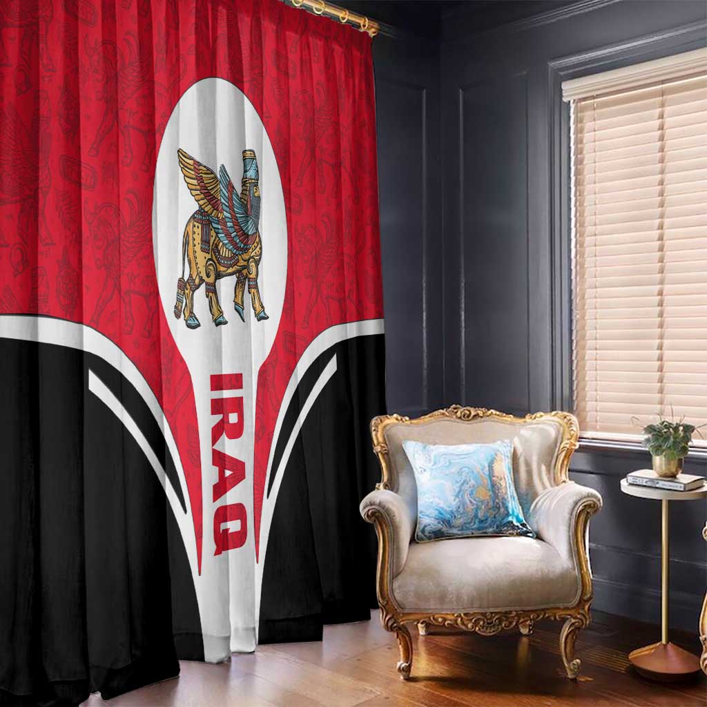 Iraq Window Curtain with Lamassu Mythical Creature and National Map Design - Wonder Print Shop