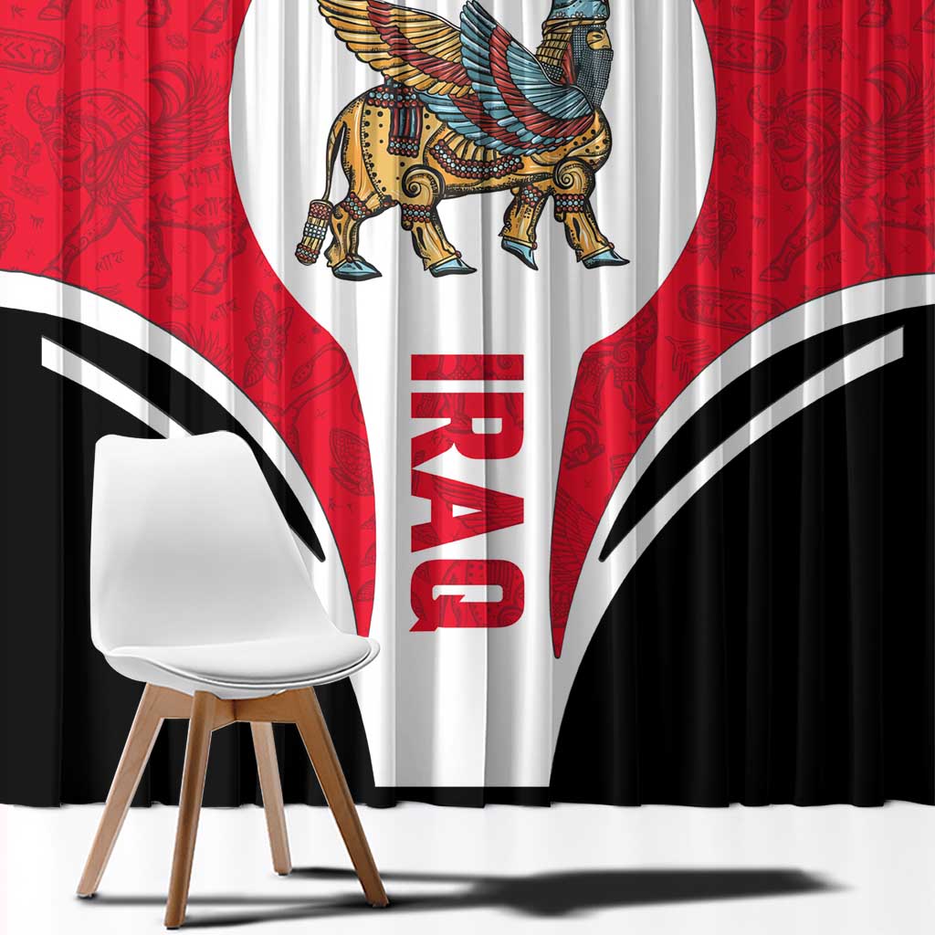 Iraq Window Curtain with Lamassu Mythical Creature and National Map Design - Wonder Print Shop