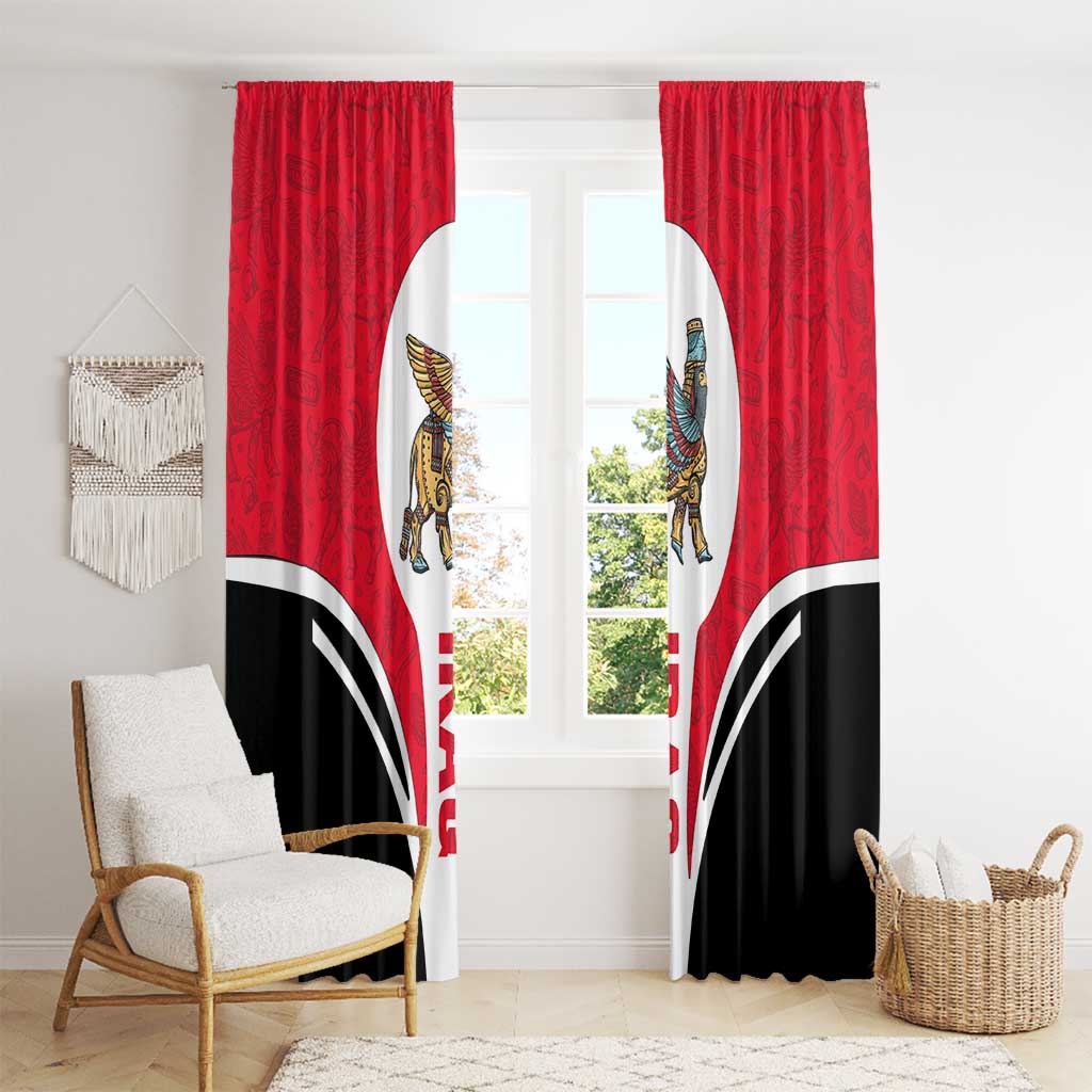 Iraq Window Curtain with Lamassu Mythical Creature and National Map Design - Wonder Print Shop