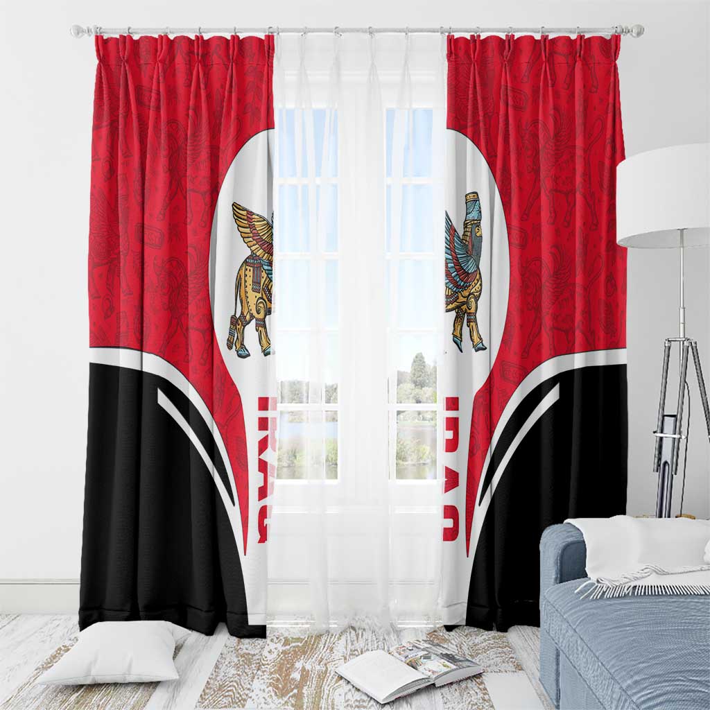 Iraq Window Curtain with Lamassu Mythical Creature and National Map Design - Wonder Print Shop