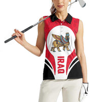 Iraq Women Sleeveless Polo Shirt with Lamassu Mythical Creature and National Map Design - Wonder Print Shop