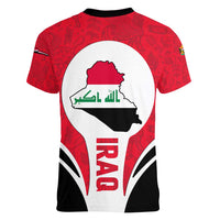 Iraq Women V-Neck T-Shirt with Lamassu Mythical Creature and National Map Design - Wonder Print Shop