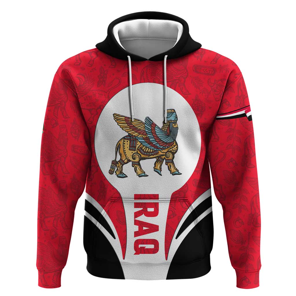 Iraq Zip Hoodie with Lamassu Mythical Creature and National Map Design - Wonder Print Shop