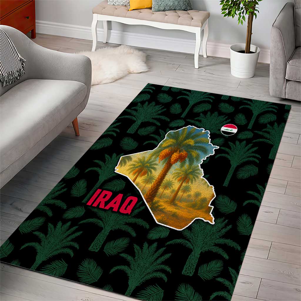 Iraq Area Rug with Palm Tree Landscape and Map Silhouette Design - Wonder Print Shop