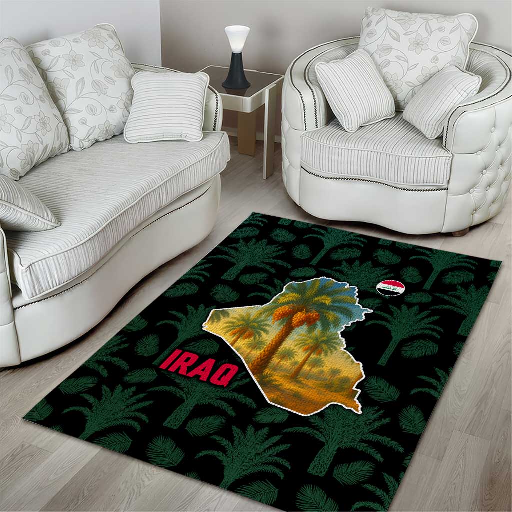 Iraq Area Rug with Palm Tree Landscape and Map Silhouette Design - Wonder Print Shop
