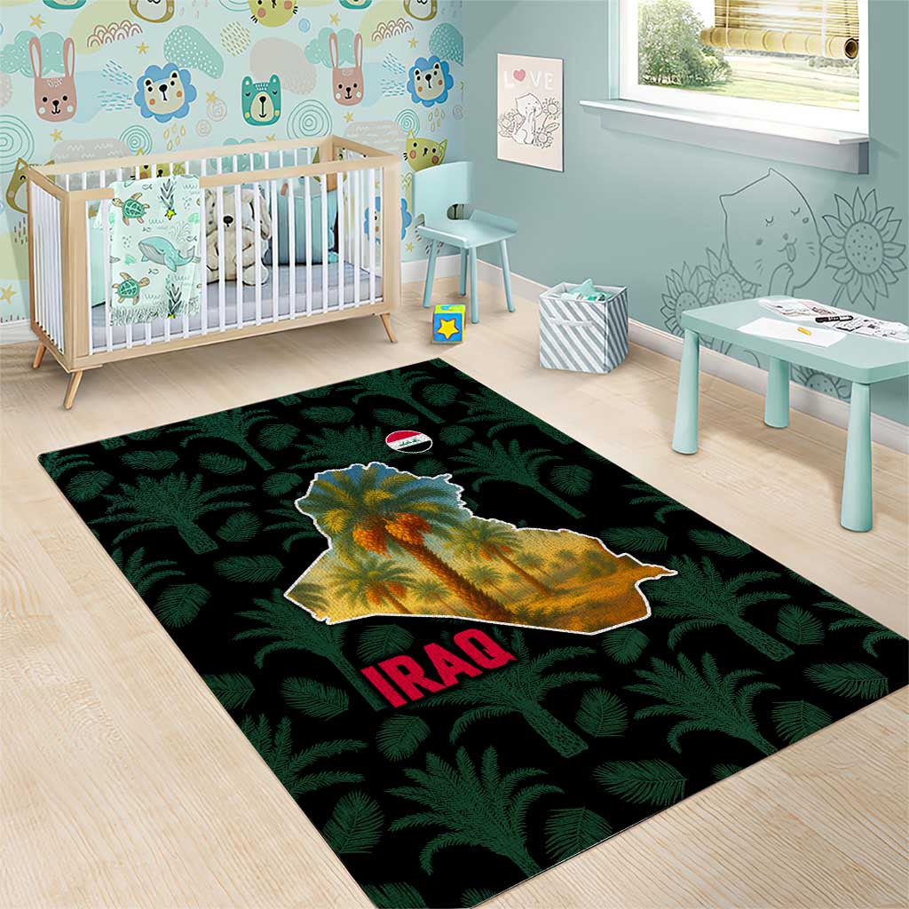 Iraq Area Rug with Palm Tree Landscape and Map Silhouette Design - Wonder Print Shop