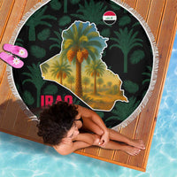 Iraq Beach Blanket with Palm Tree Landscape and Map Silhouette Design - Wonder Print Shop