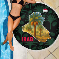 Iraq Beach Blanket with Palm Tree Landscape and Map Silhouette Design - Wonder Print Shop