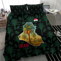 Iraq Bedding Set with Palm Tree Landscape and Map Silhouette Design - Wonder Print Shop