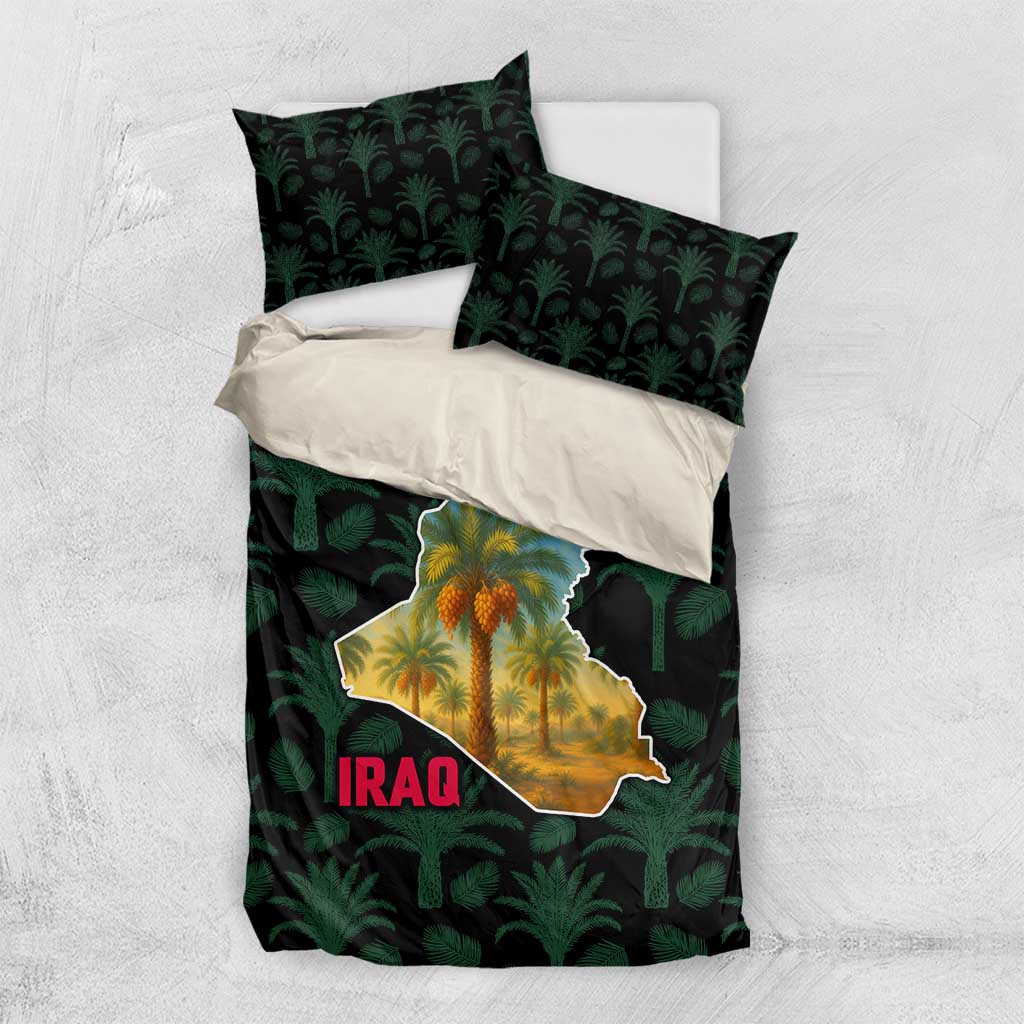 Iraq Bedding Set with Palm Tree Landscape and Map Silhouette Design - Wonder Print Shop