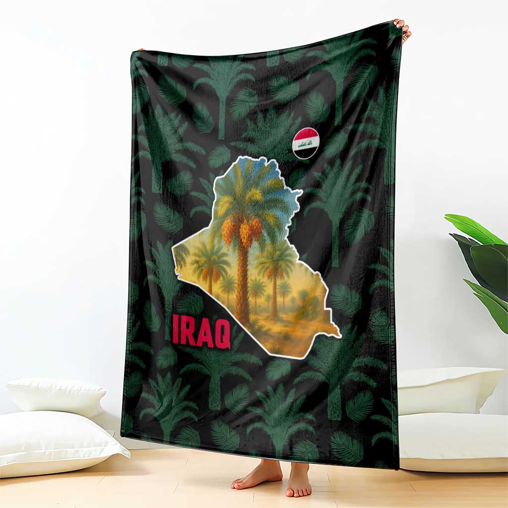 Iraq Blanket with Palm Tree Landscape and Map Silhouette Design - Wonder Print Shop