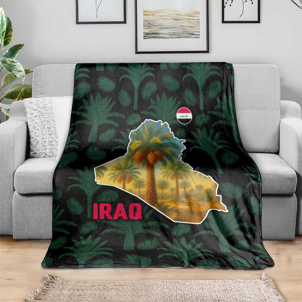 Iraq Blanket with Palm Tree Landscape and Map Silhouette Design - Wonder Print Shop