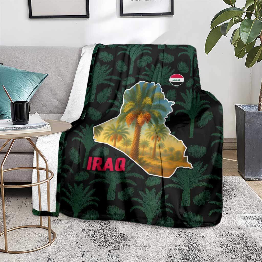 Iraq Blanket with Palm Tree Landscape and Map Silhouette Design - Wonder Print Shop