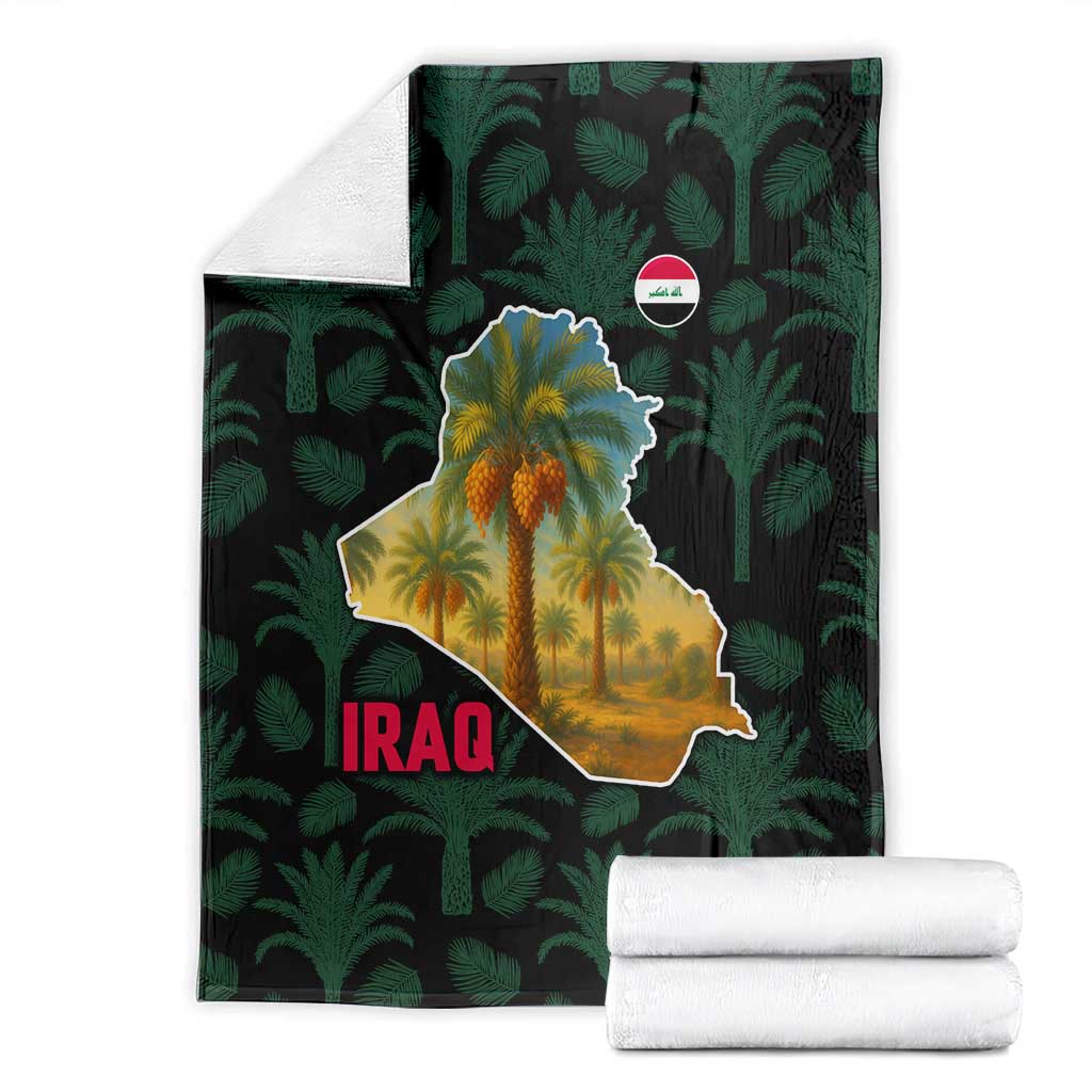 Iraq Blanket with Palm Tree Landscape and Map Silhouette Design - Wonder Print Shop