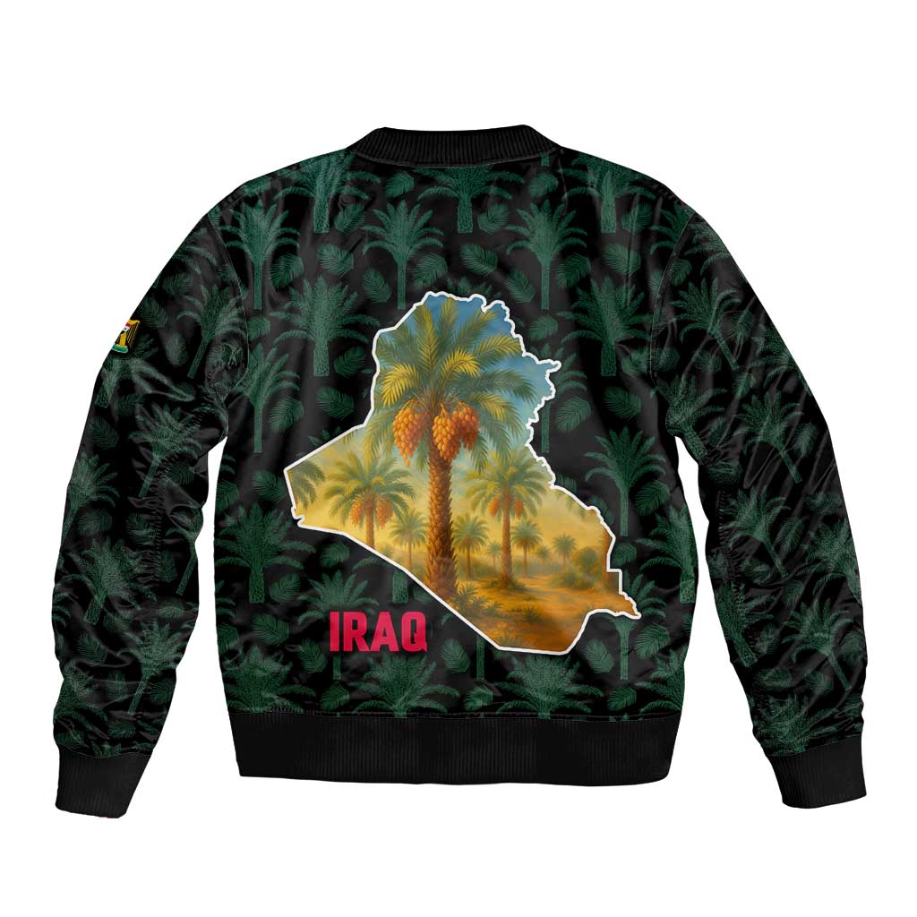 Iraq Bomber Jacket with Palm Tree Landscape and Map Silhouette Design - Wonder Print Shop